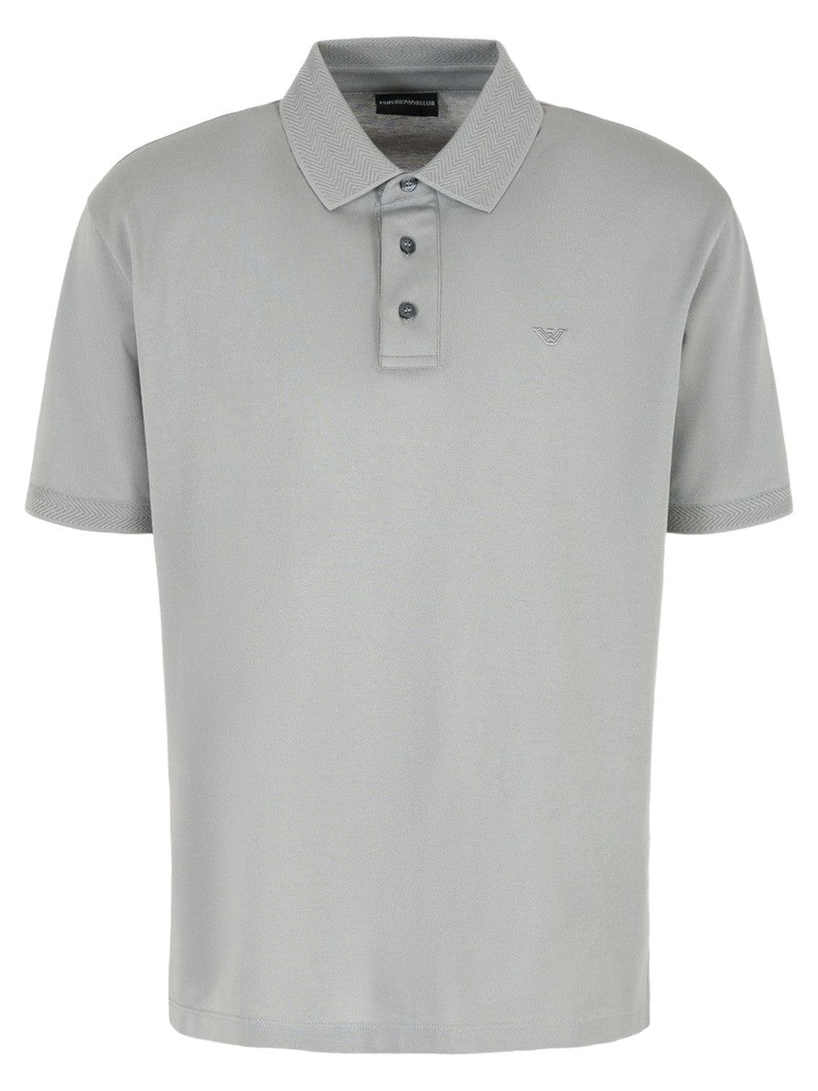 Polo in piquet mercerizzato con profili chevron-Emporio Armani-Polo-Vittorio Citro Boutique