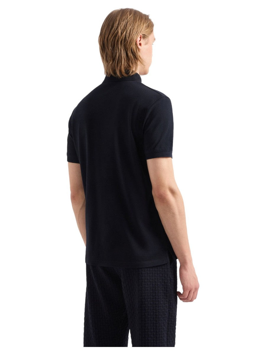 Polo in piquet mercerizzato con profili chevron-Emporio Armani-Polo-Vittorio Citro Boutique