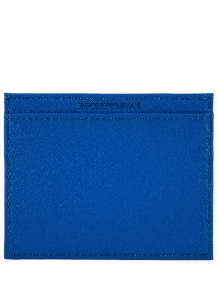 Portacarte in pelle rigenerata saffiano aquila gommata-Emporio Armani-Portafogli-Vittorio Citro Boutique