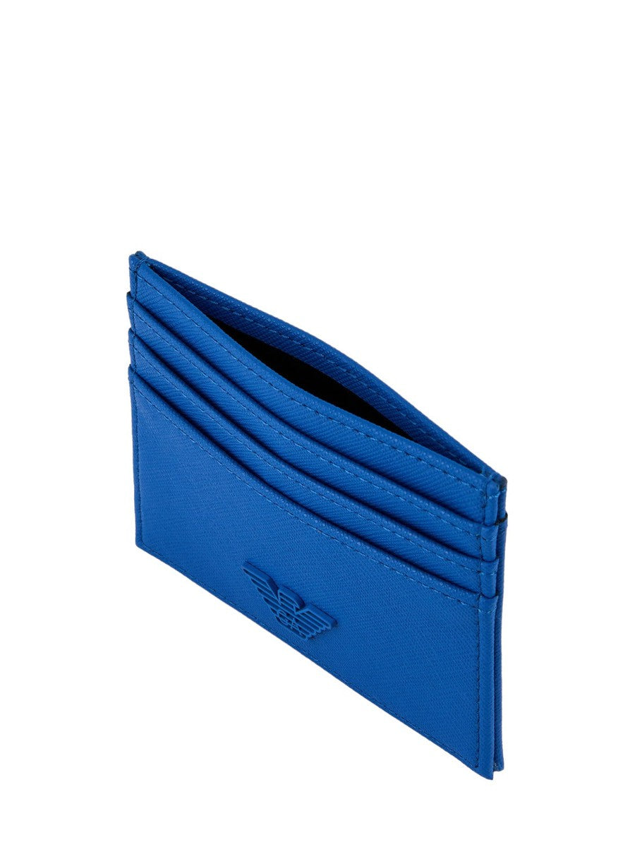 Portacarte in pelle rigenerata saffiano aquila gommata-Emporio Armani-Portafogli-Vittorio Citro Boutique