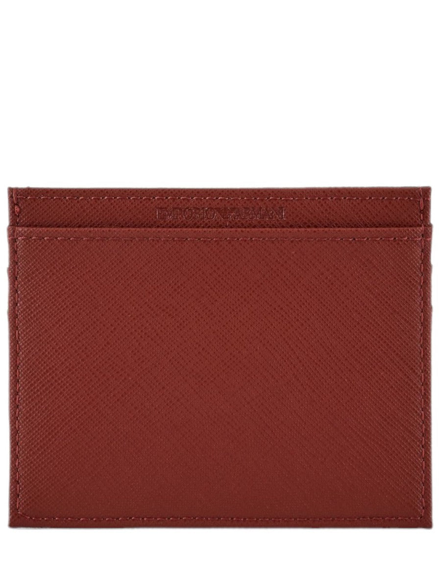 Portacarte in pelle rigenerata saffiano aquila gommata-Emporio Armani-Portafogli-Vittorio Citro Boutique