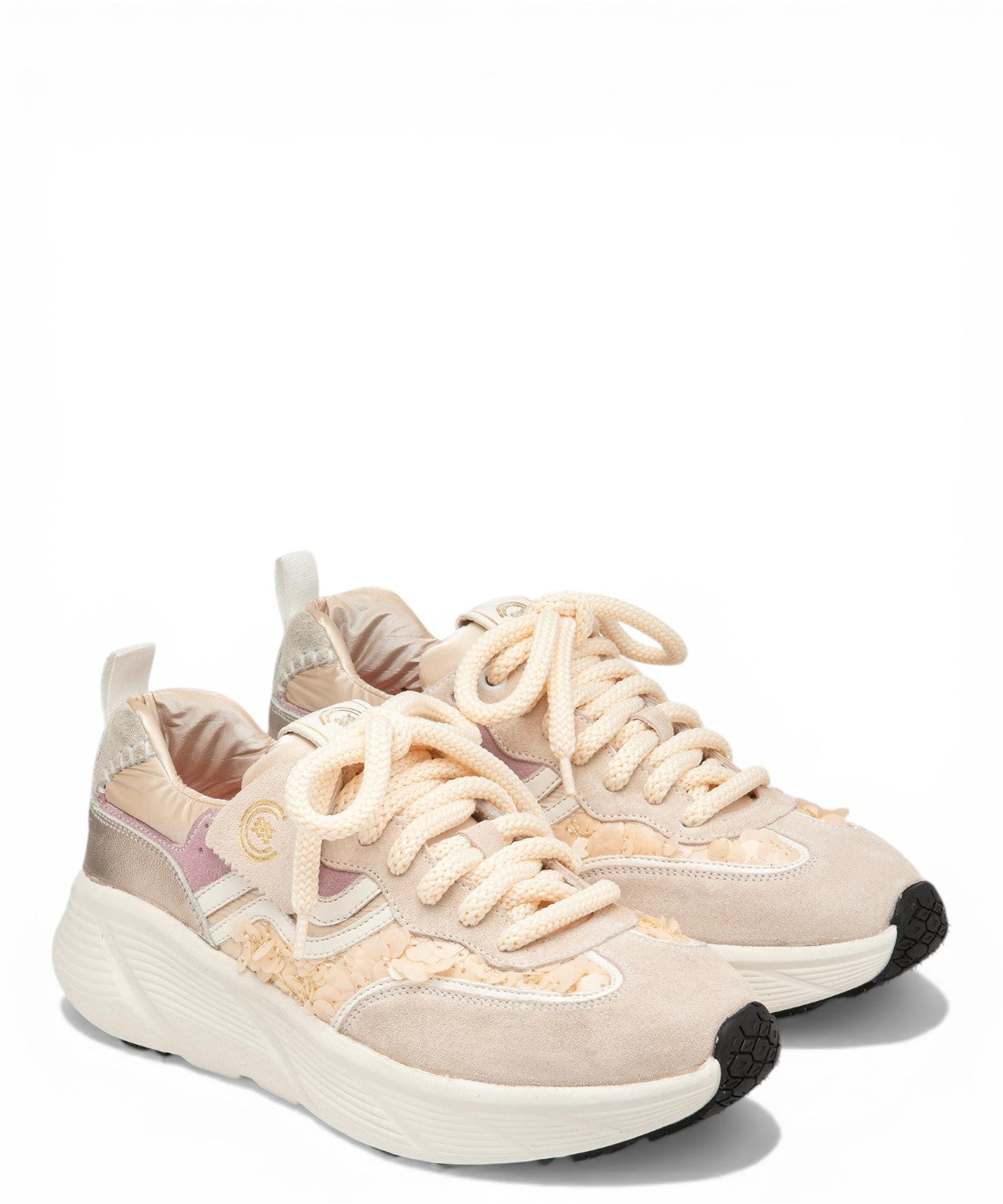 Baskets femme Primabase Fuji en daim et paillettes