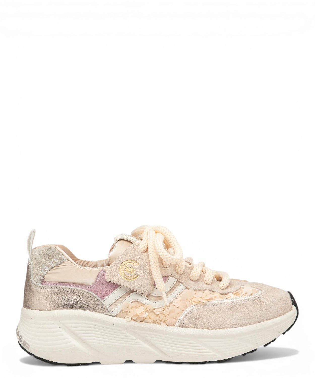 Baskets femme Primabase Fuji en daim et paillettes