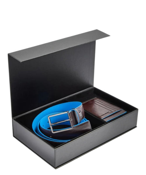 Coffret cadeau Homme Piquadro avec ceinture et Porte-cartes RFID
