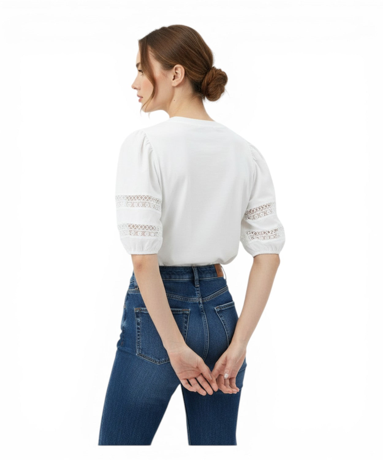 T-shirt Twinset en dentelle avec manches ballon
