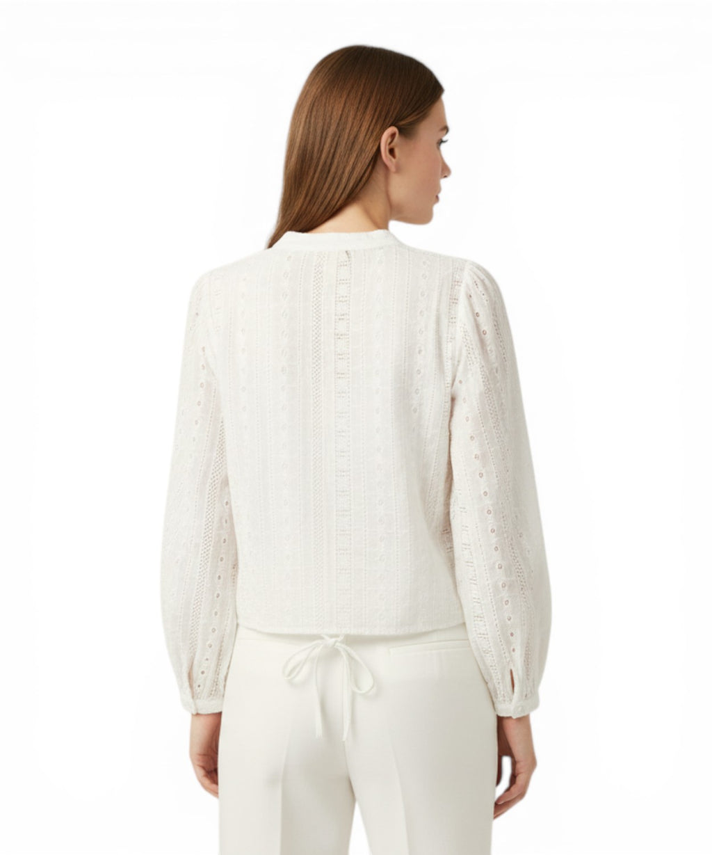 Blouse MC2 Saint Barth en dentelle sangallo avec liens