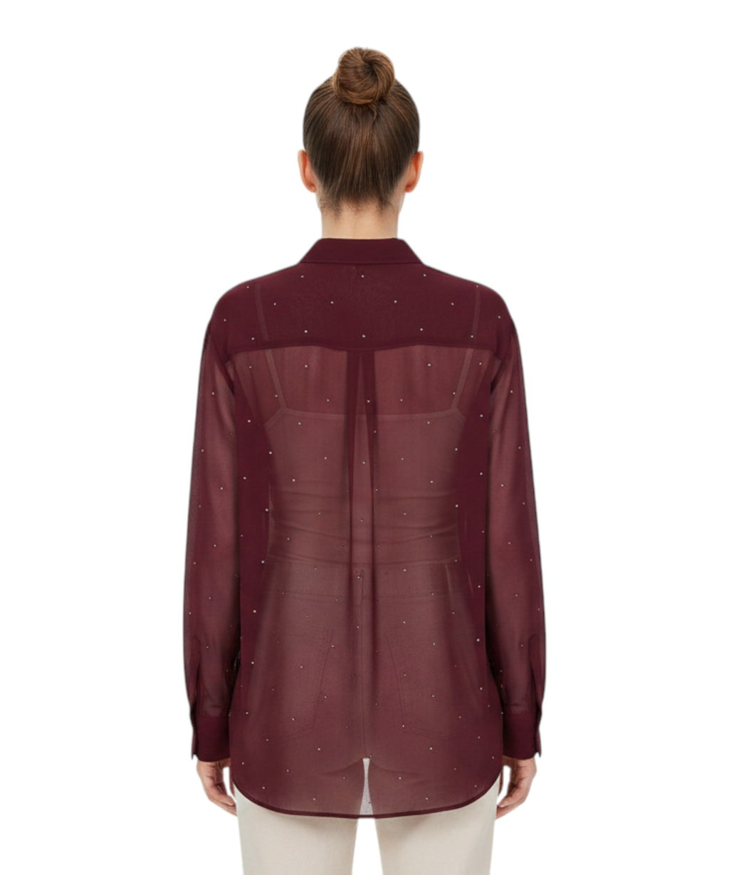 Chemise MC2 Saint Barth Brigitte en georgette avec strass