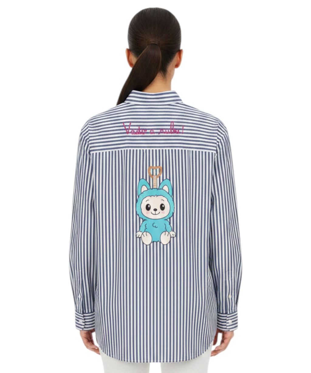 Chemise Brigitte en popeline de coton avec broderie Labubu