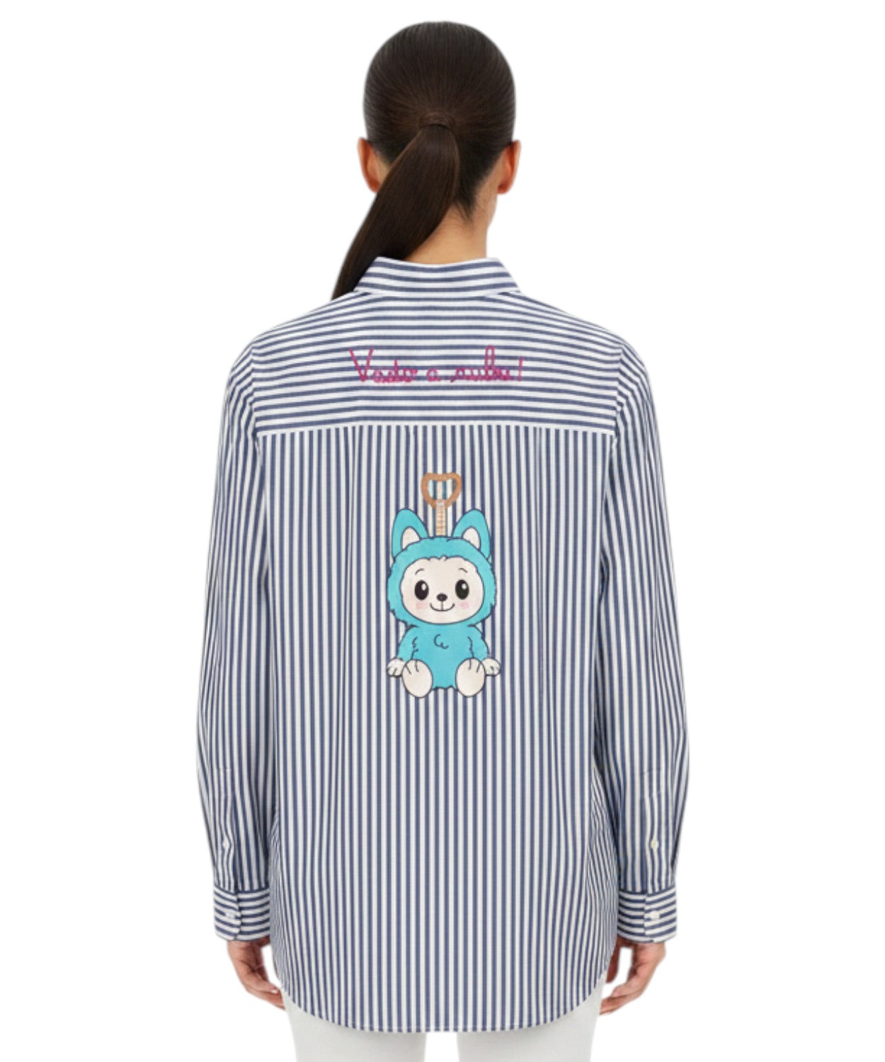 Chemise Brigitte en popeline de coton avec broderie Labubu