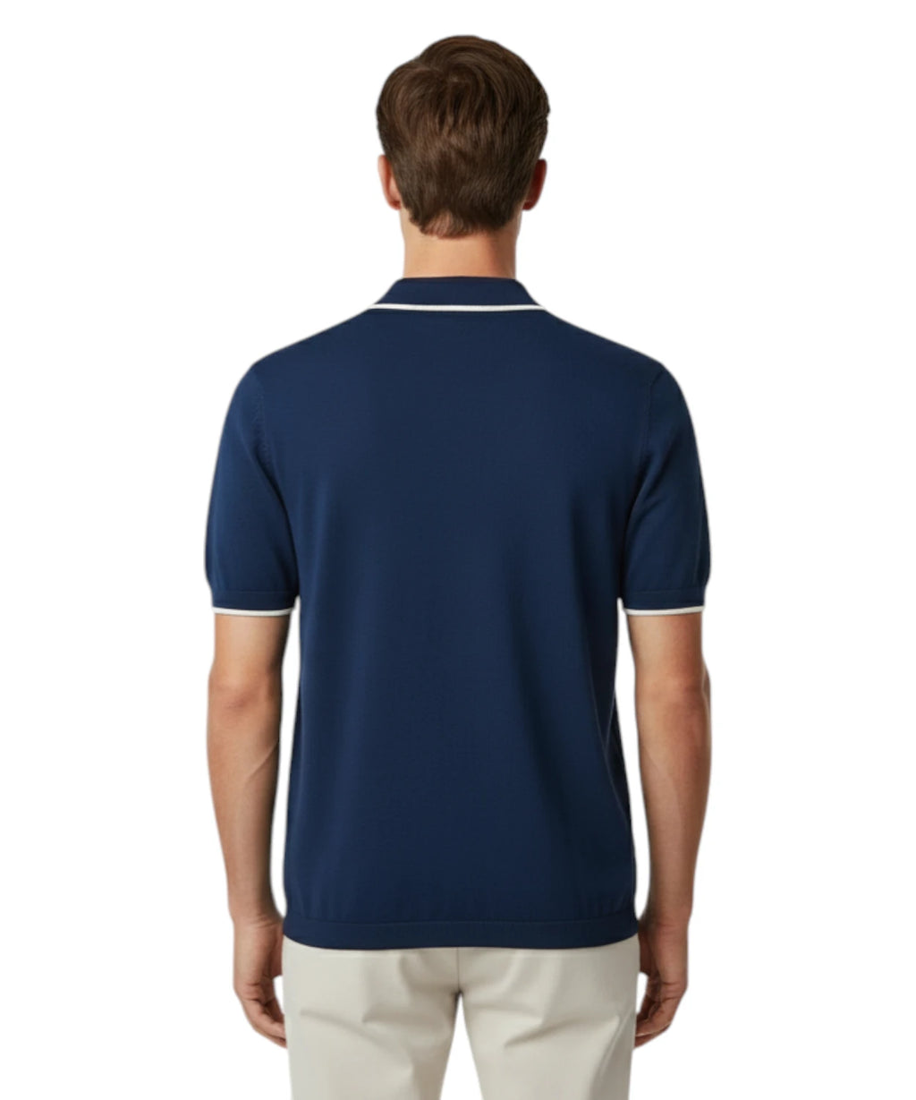 Polo Sloan cotone high twist con profili a contrasto