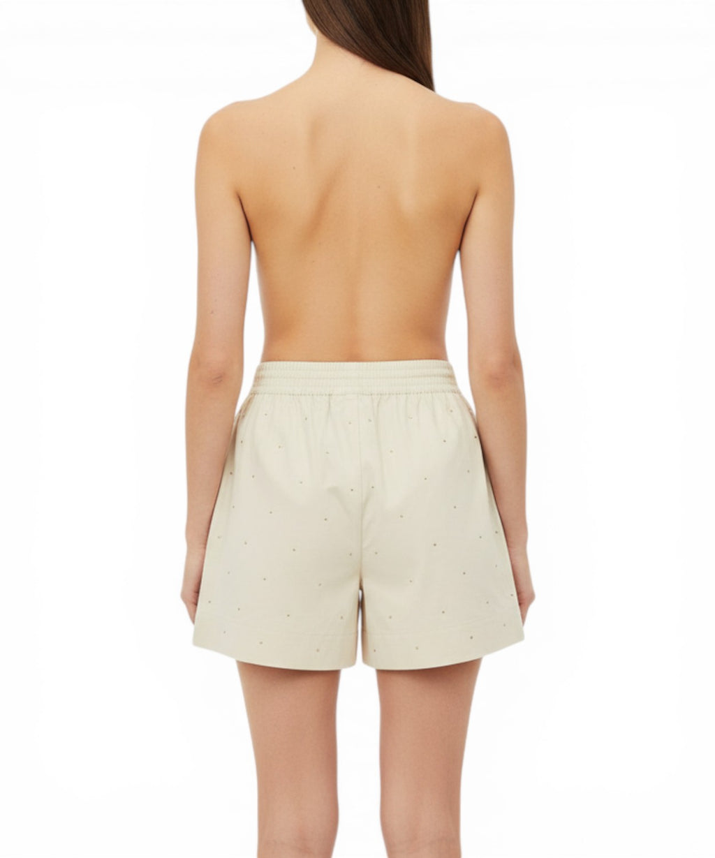Shorts femme MC2 Saint Barth en coton avec strass appliqués