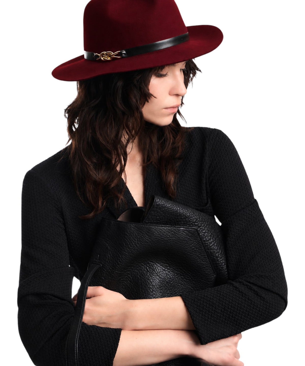Fedora en laine mérinos Made in Italy avec chaîne métallique
