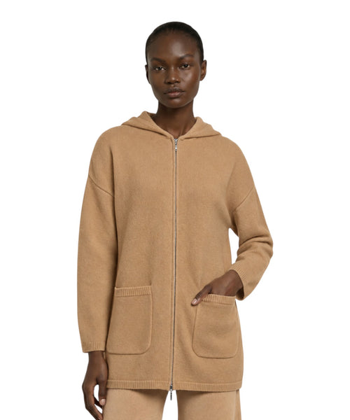 Parka femme MM Max Mara en drap de laine avec capuche