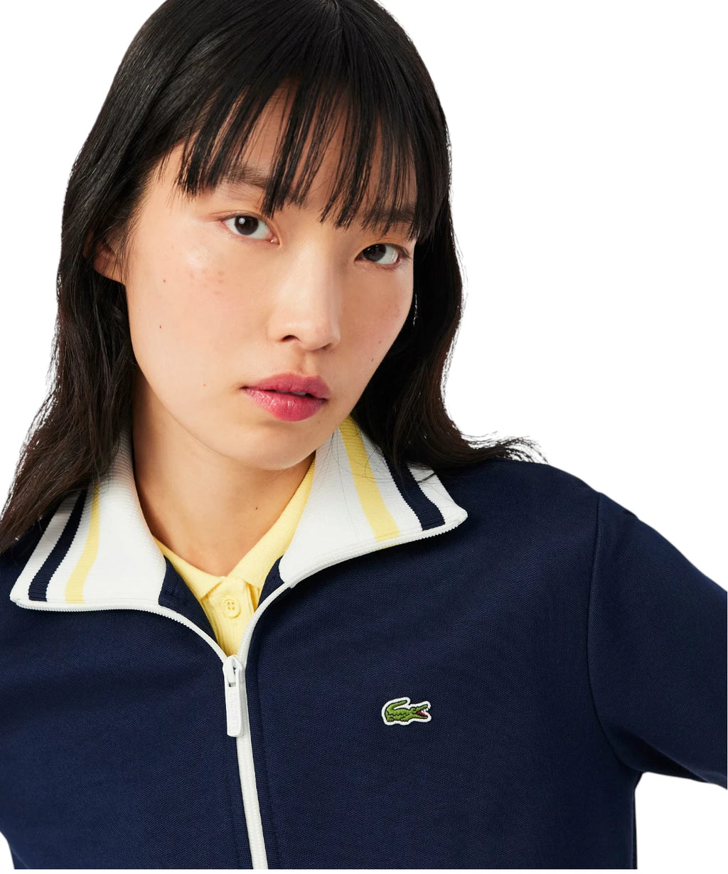 Sweat-shirt zippé Lacoste femme en coton biologique piqué