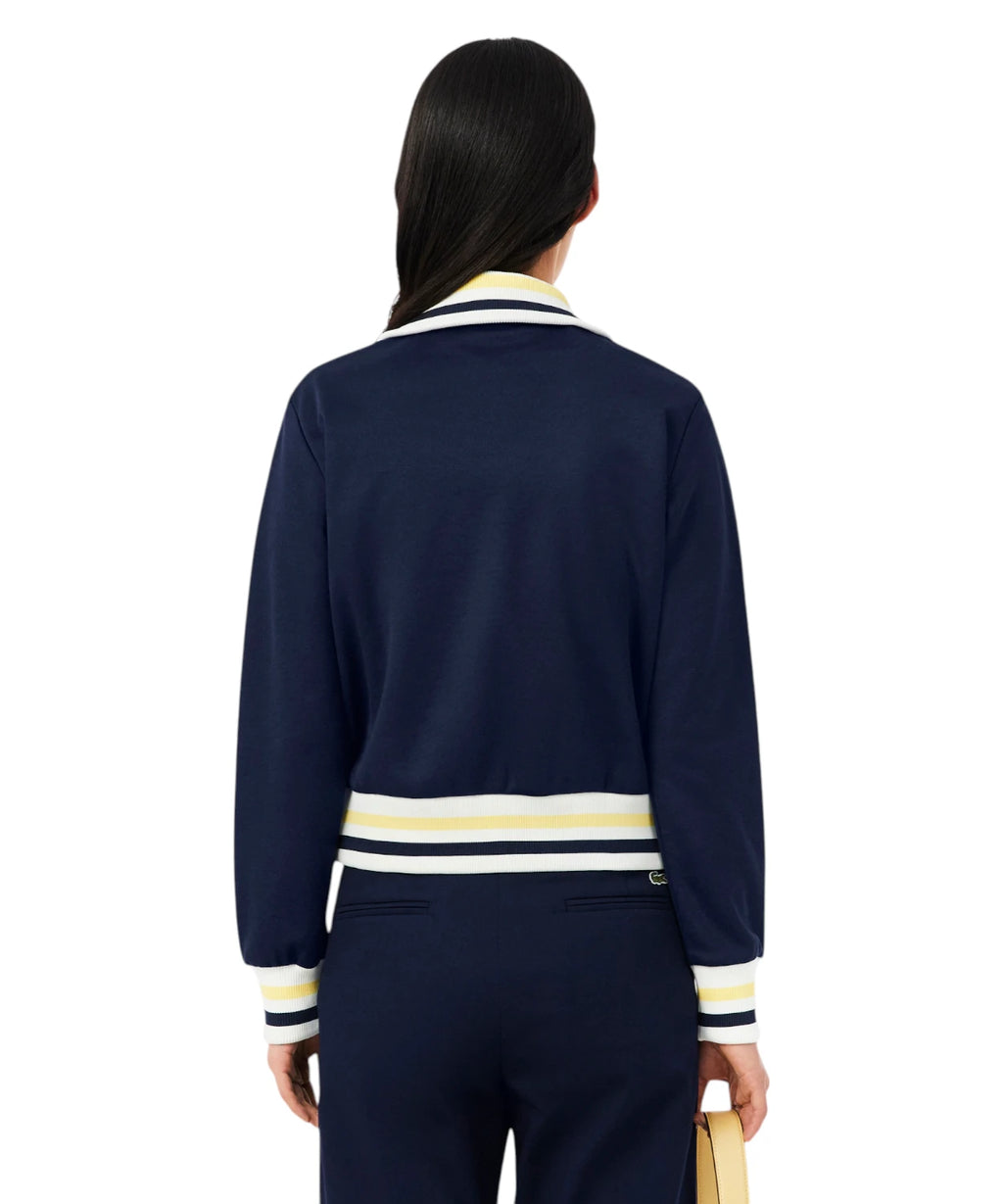 Sweat-shirt zippé Lacoste femme en coton biologique piqué