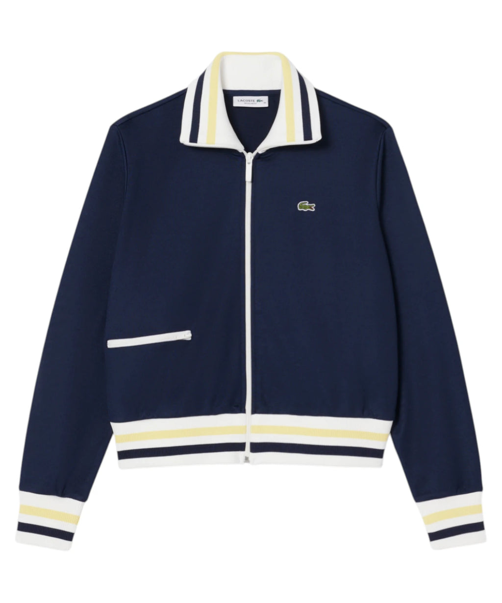 Sweat-shirt zippé Lacoste femme en coton biologique piqué
