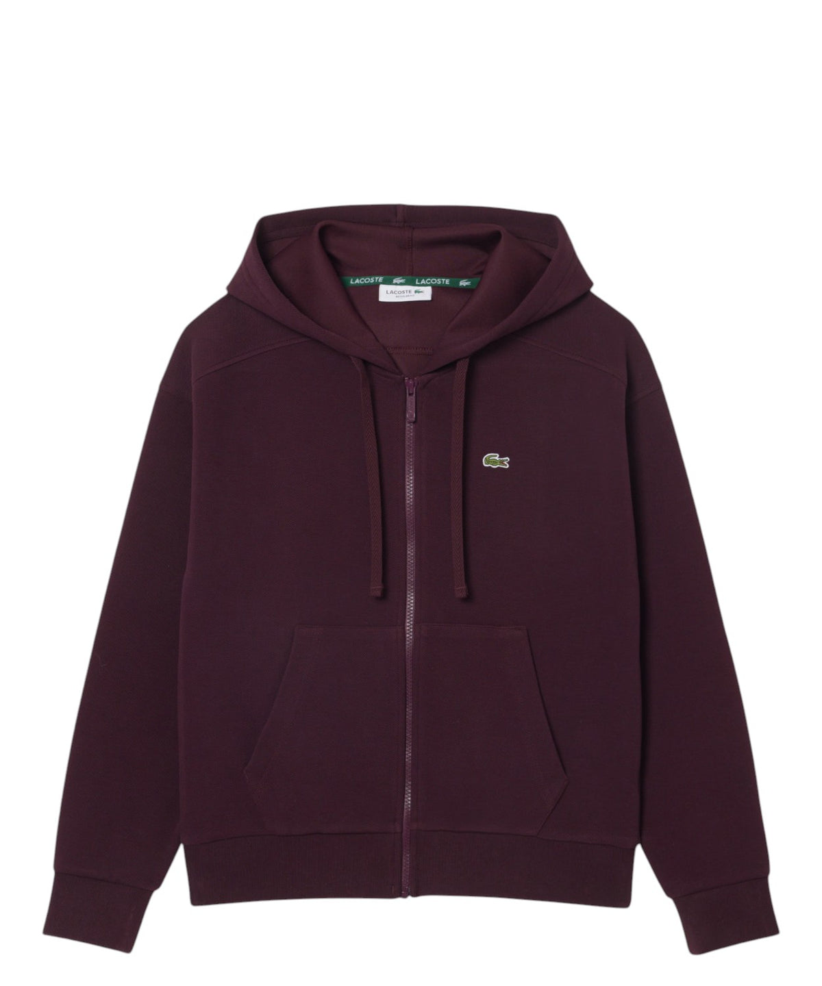 Sweat-shirt Lacoste zippé à capuche en piqué double face