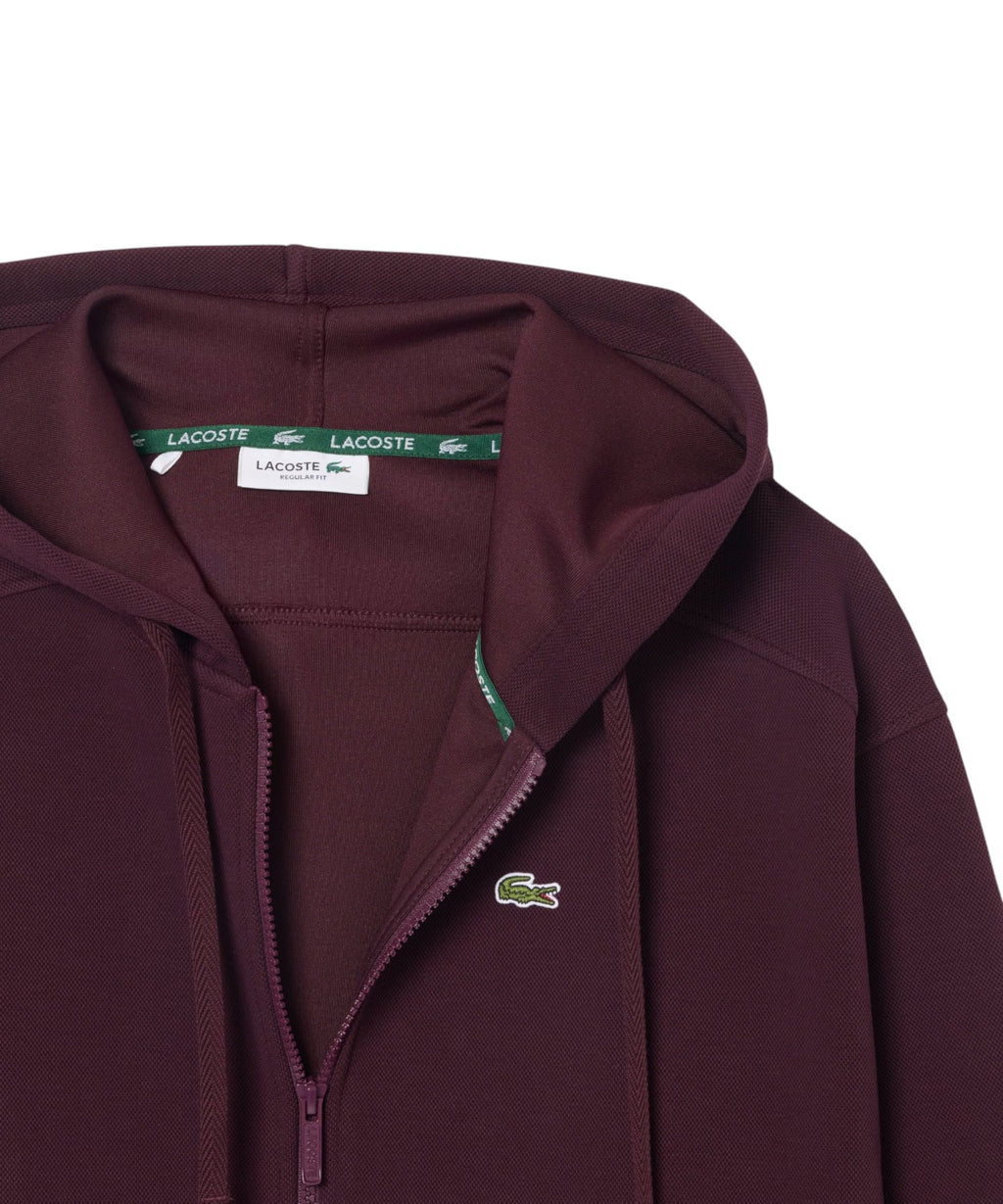 Sweat-shirt Lacoste zippé à capuche en piqué double face