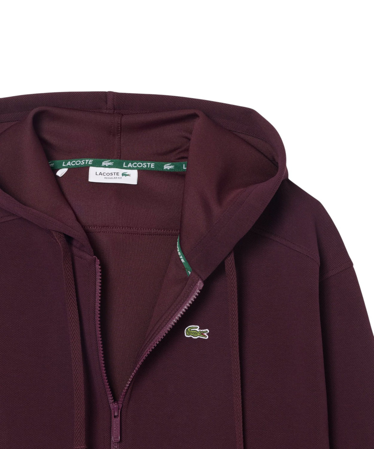 Sweat-shirt Lacoste zippé à capuche en piqué double face