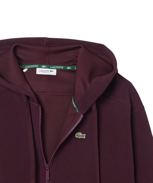 Sweat-shirt Lacoste zippé à capuche en piqué double face