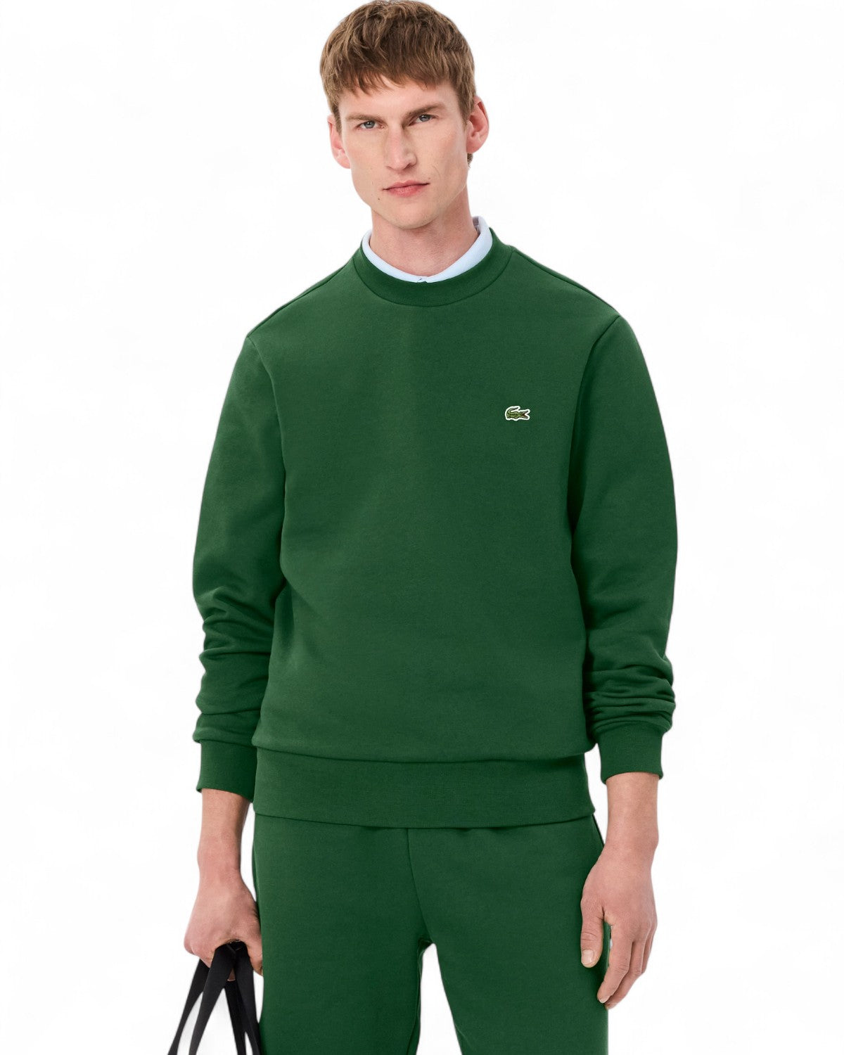 Felpa Girocollo in Pile con Logo Ricamato-LACOSTE-Felpe-Vittorio Citro Boutique