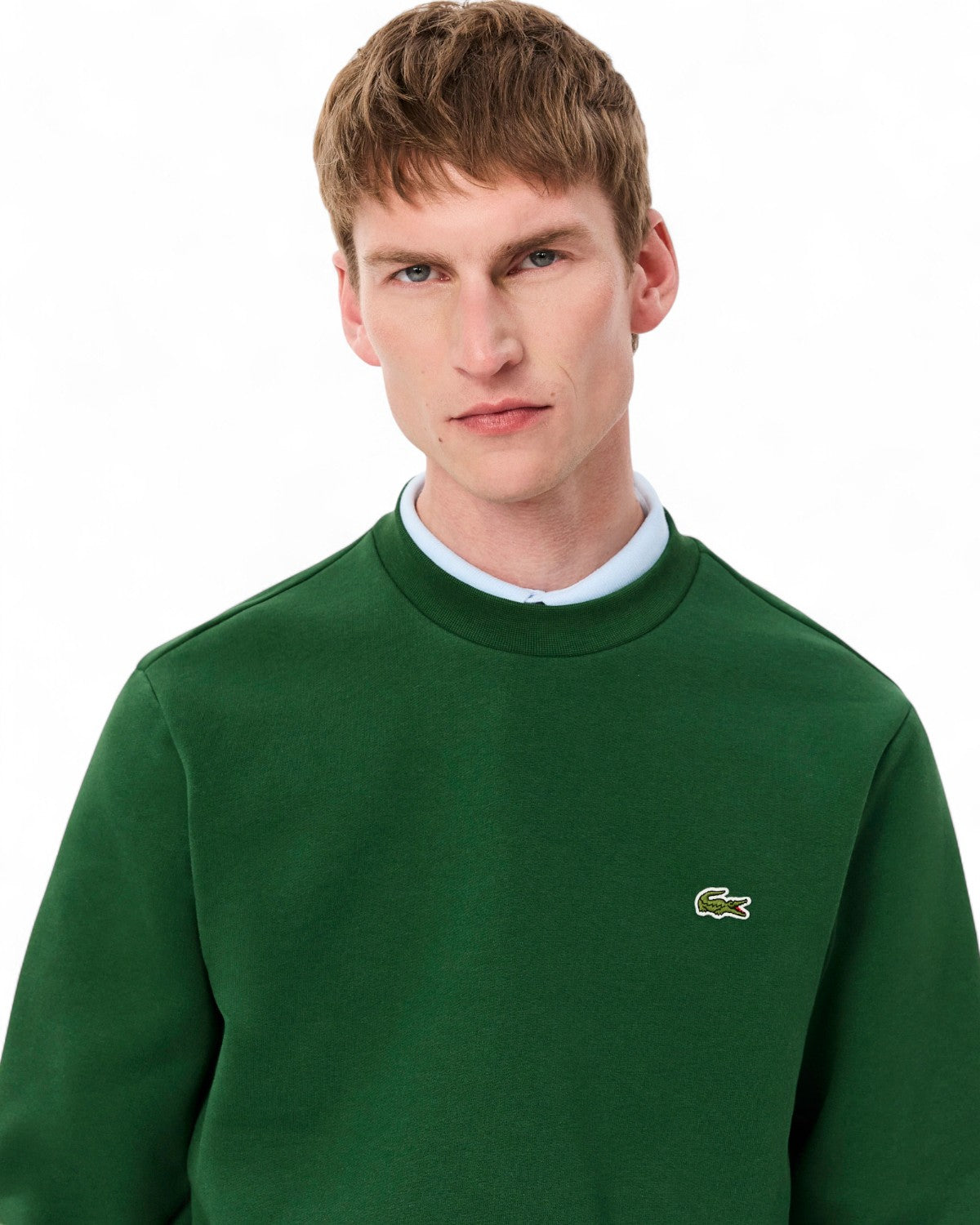 Felpa Girocollo in Pile con Logo Ricamato-LACOSTE-Felpe-Vittorio Citro Boutique