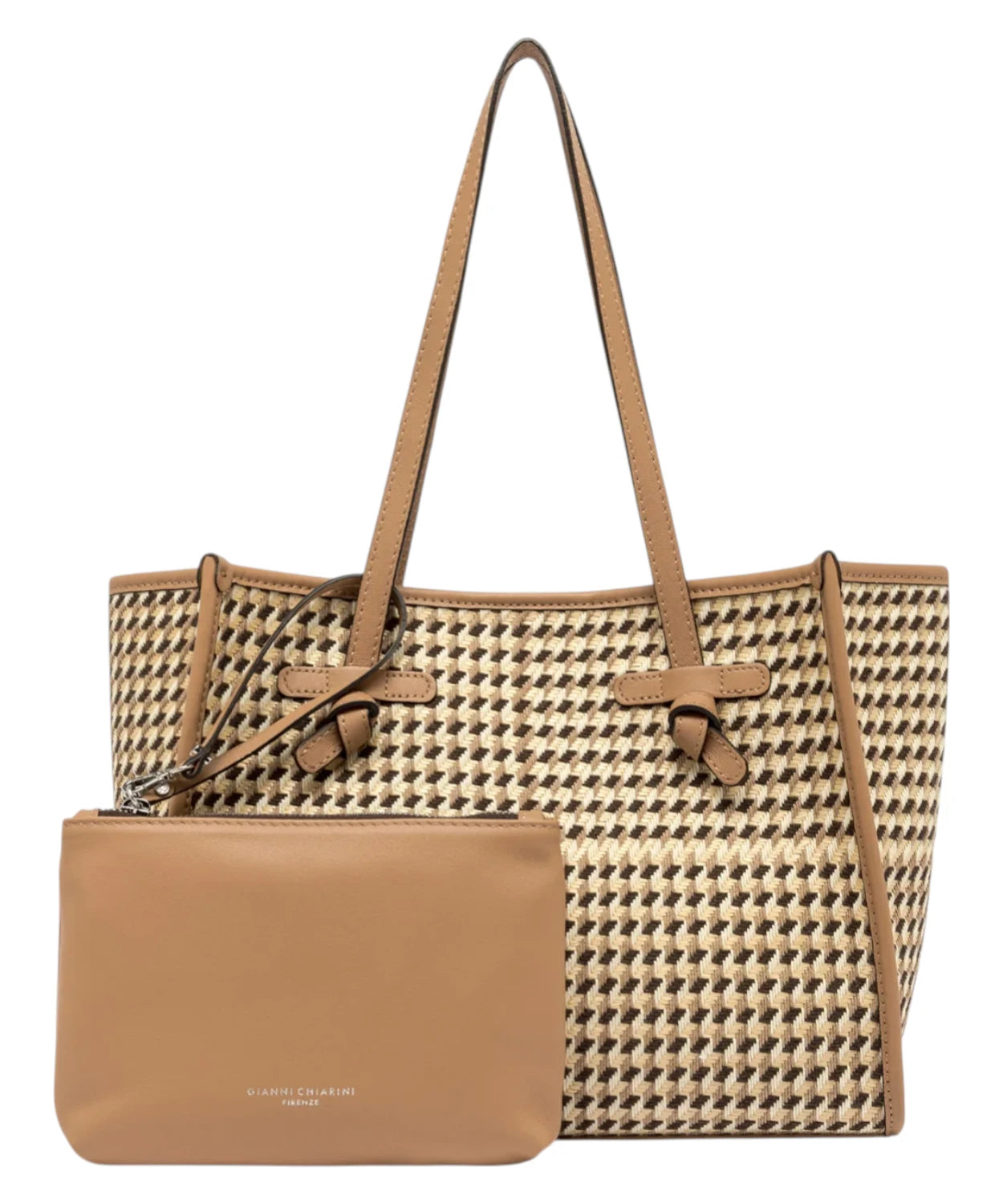 Borsa Marcella Gianni Chiarini Shopping in Tessuto Pied de Poule con Pochette