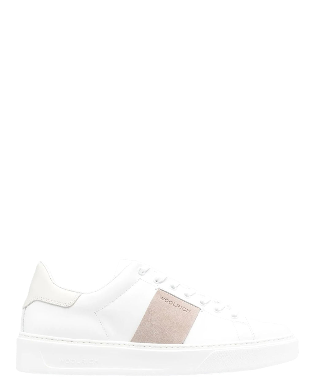 Baskets Woolrich Homme en Cuir Blanc et Suède