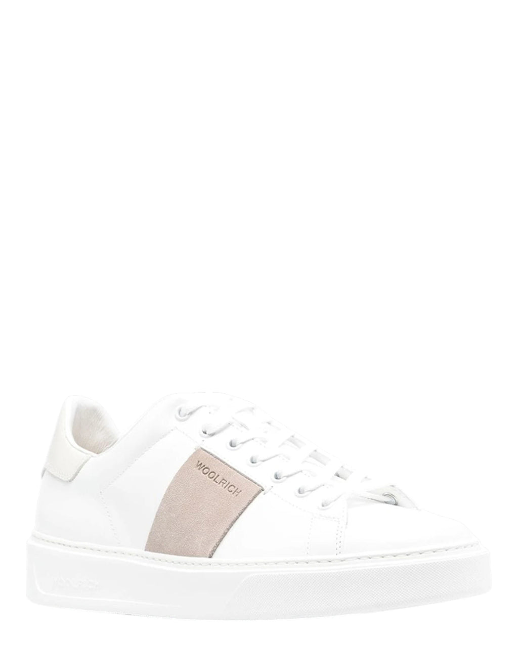 Baskets Woolrich Homme en Cuir Blanc et Suède