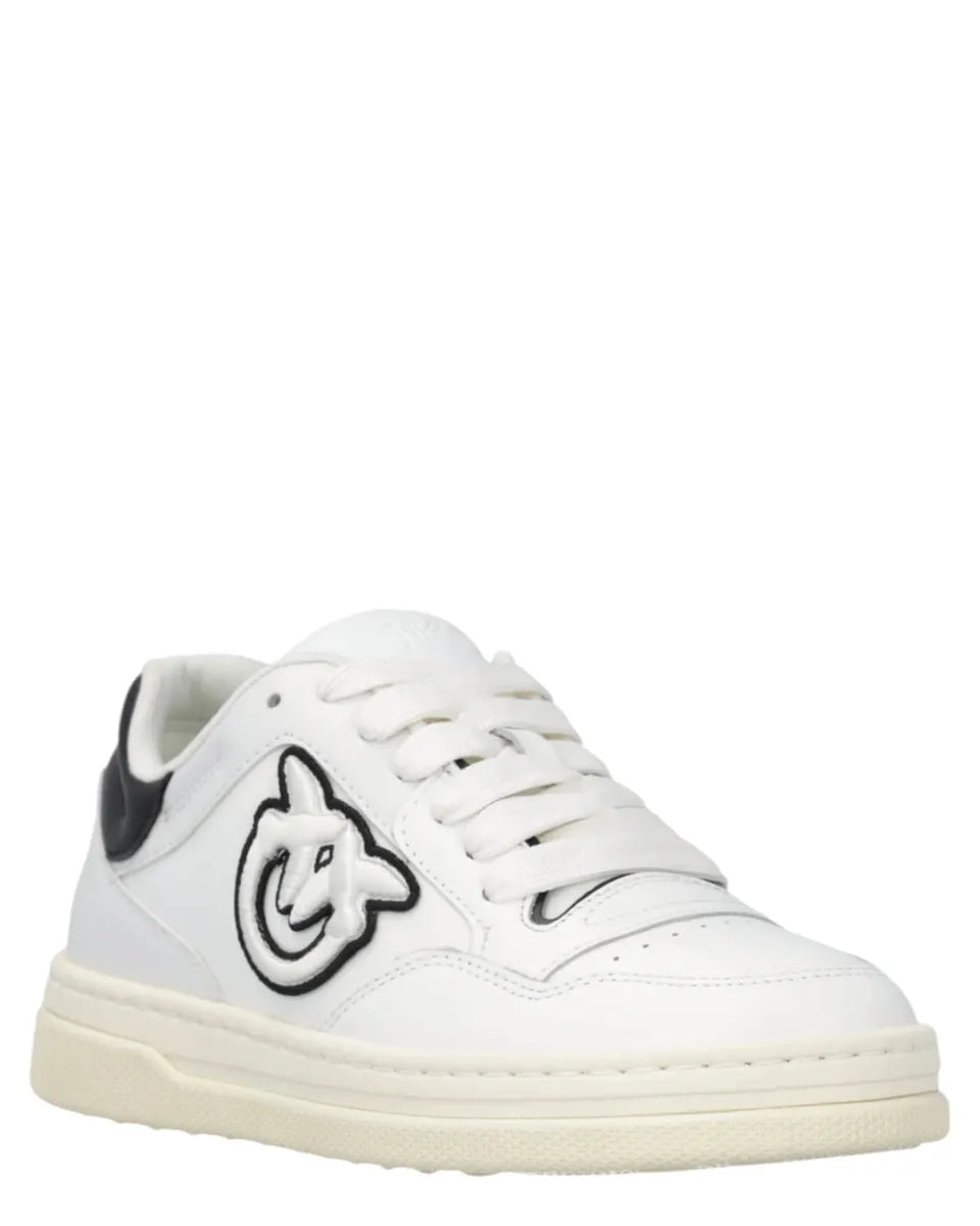 Sneakers Flat in Pelle con Logo Ricamato-Pinko-Sneakers-Vittorio Citro Boutique