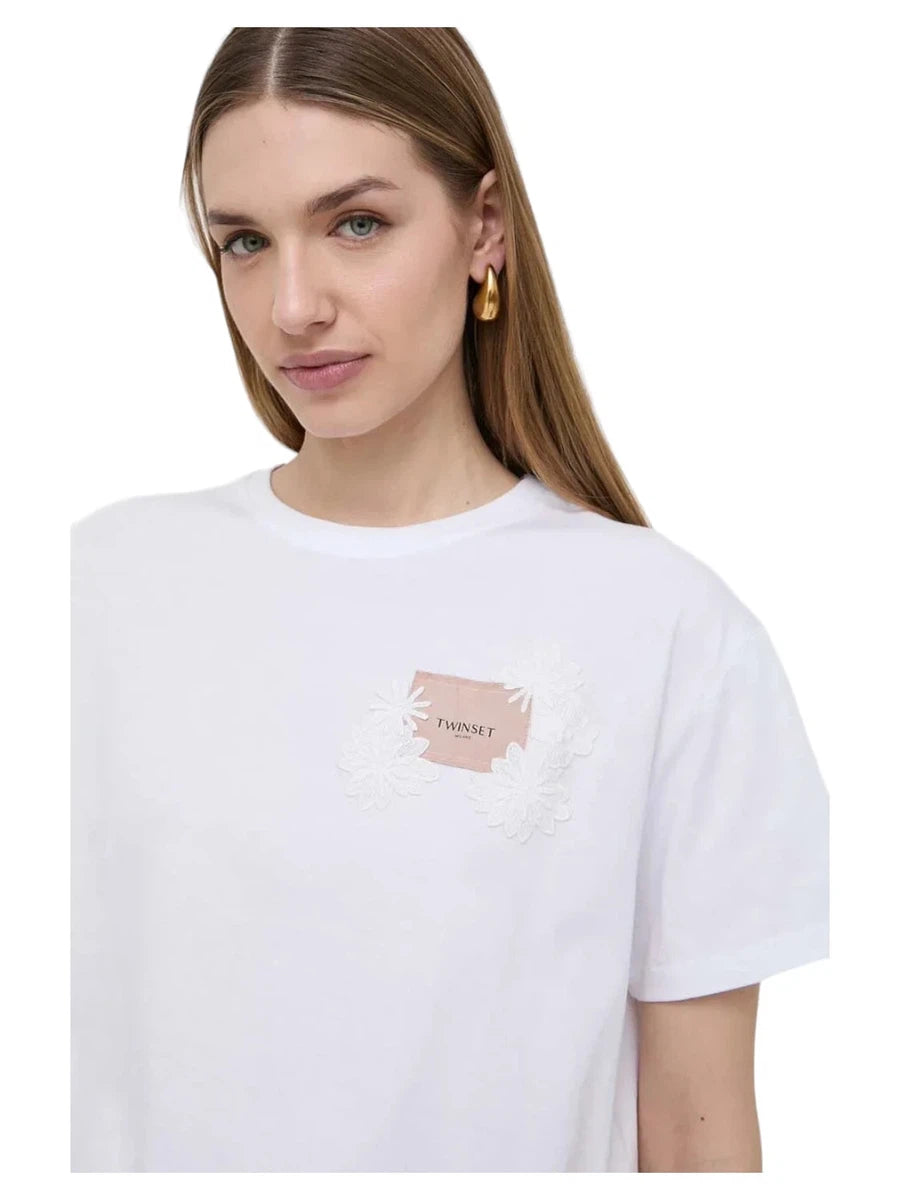 T-shirt con etichetta logo e ricamo-Marella-T-shirt-Vittorio Citro Boutique