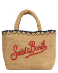 Borsa in rafia naturale con ricamo rosso e bordo ondulato-Mc2 Saint Barth-Borse a spalla-Vittorio Citro Boutique