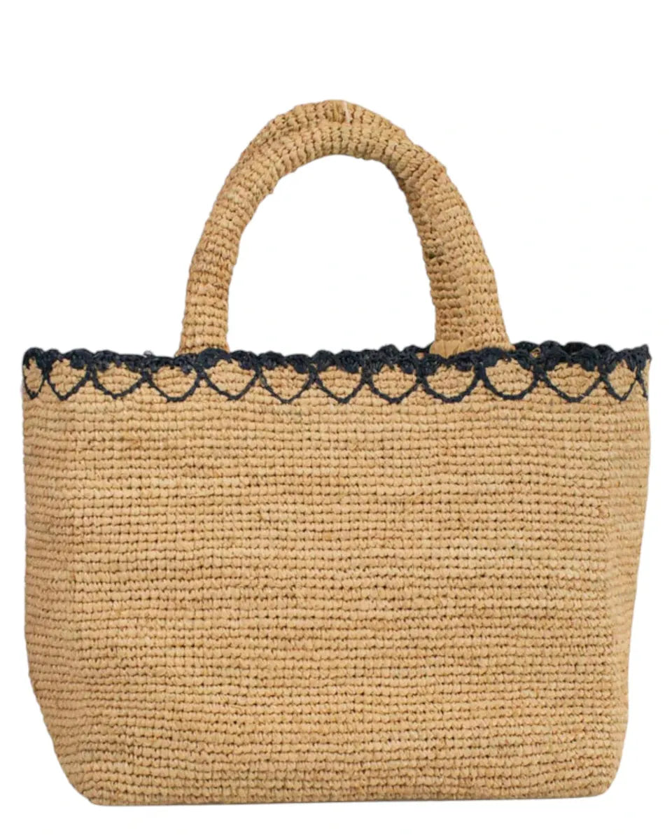 Borsa in rafia naturale con ricamo rosso e bordo ondulato-Mc2 Saint Barth-Borse a spalla-Vittorio Citro Boutique