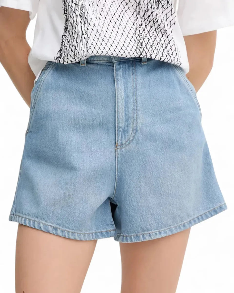 Shorts Vita Alta in Denim Effetto Used – Modello J77 Regular Fit-Shorts-Emporio Armani-Vittorio Citro Boutique