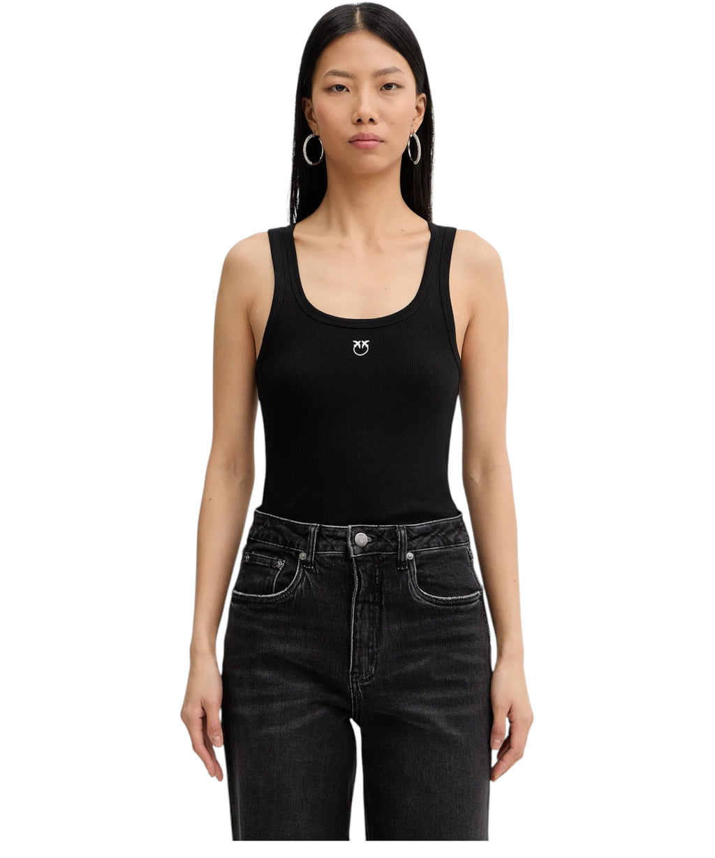 Débardeur Calcolatore en Coton Stretch PINKO avec Logo Love Birds