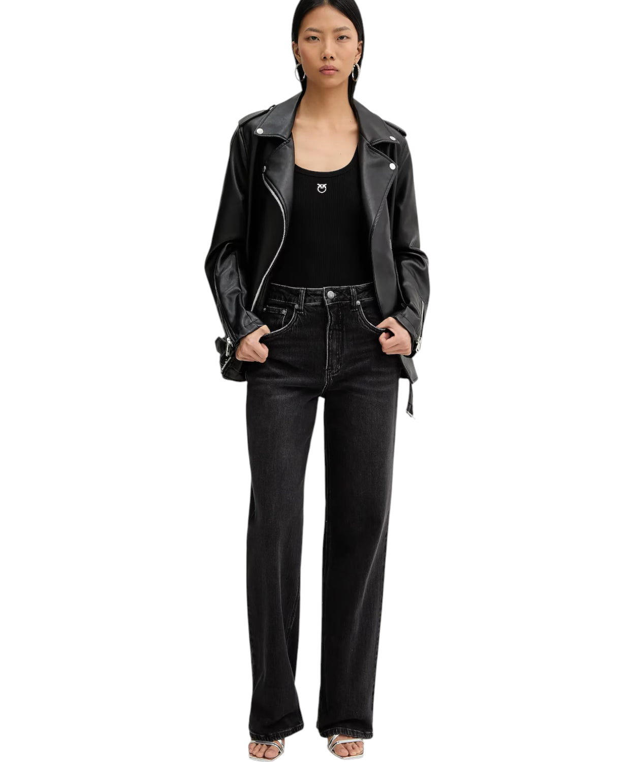 Canotta Calcolatore in Cotone Stretch PINKO con Logo Love Birds