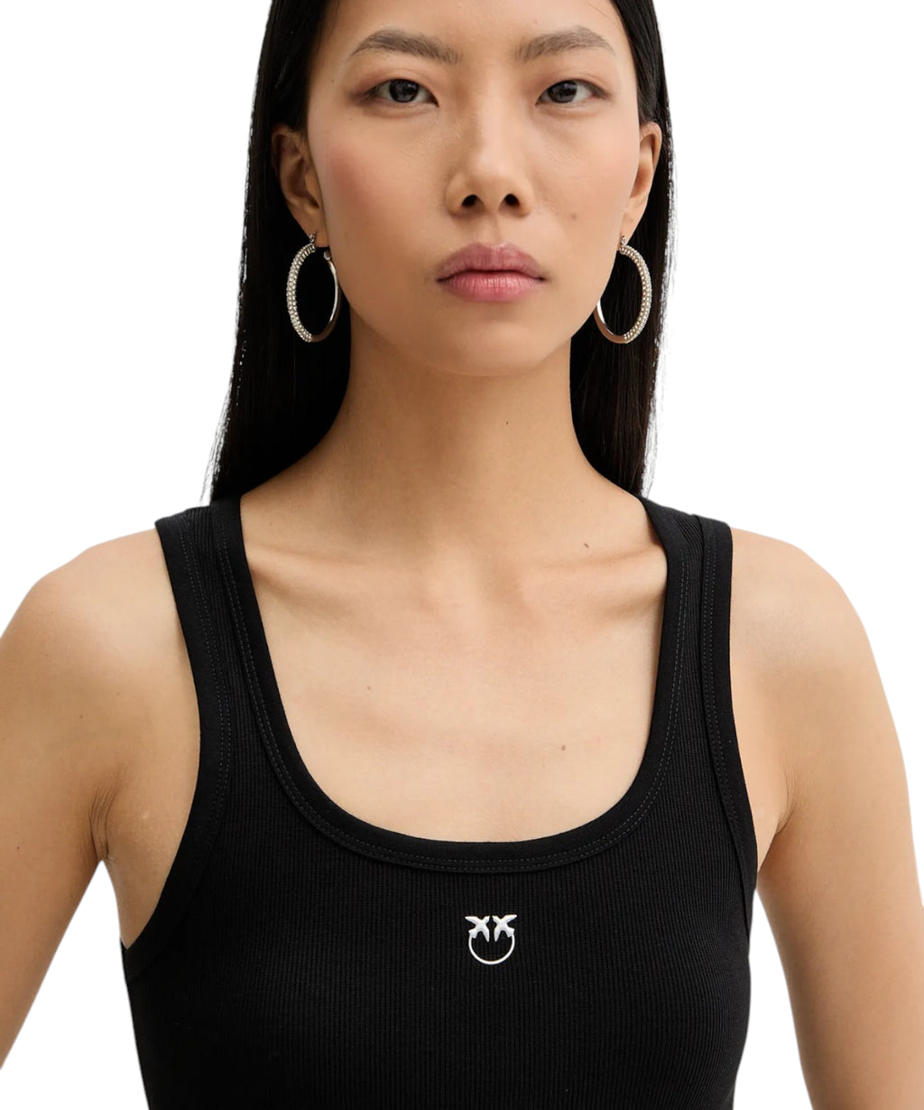 Débardeur Calcolatore en Coton Stretch PINKO avec Logo Love Birds