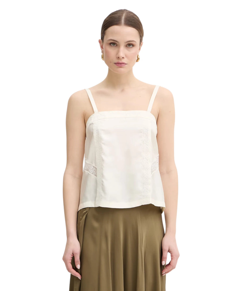 Top Marella VINO en soie avec inserts en dentelle