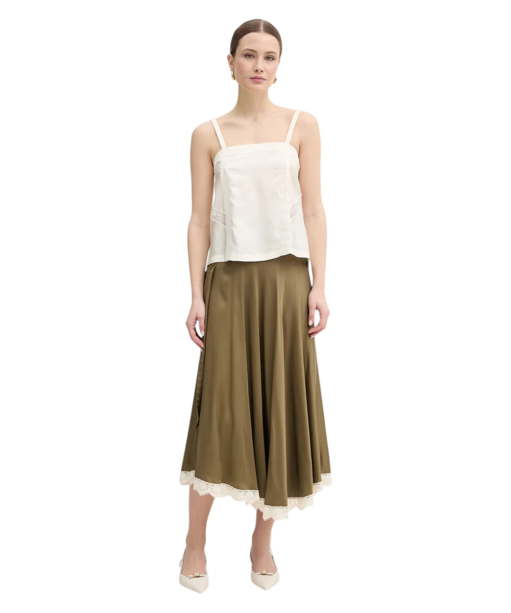 Top Marella VINO en soie avec inserts en dentelle