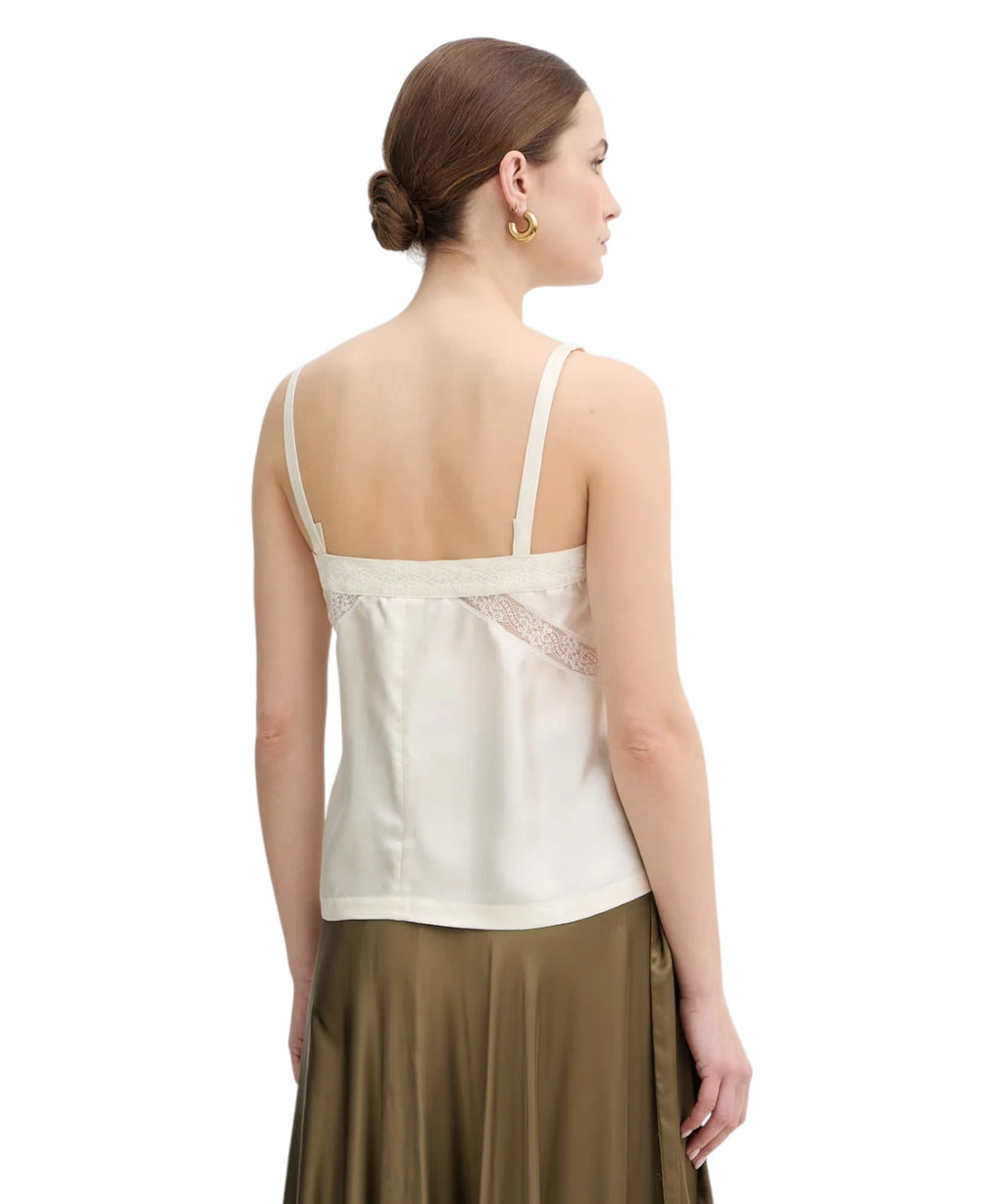 Top Marella VINO en soie avec inserts en dentelle