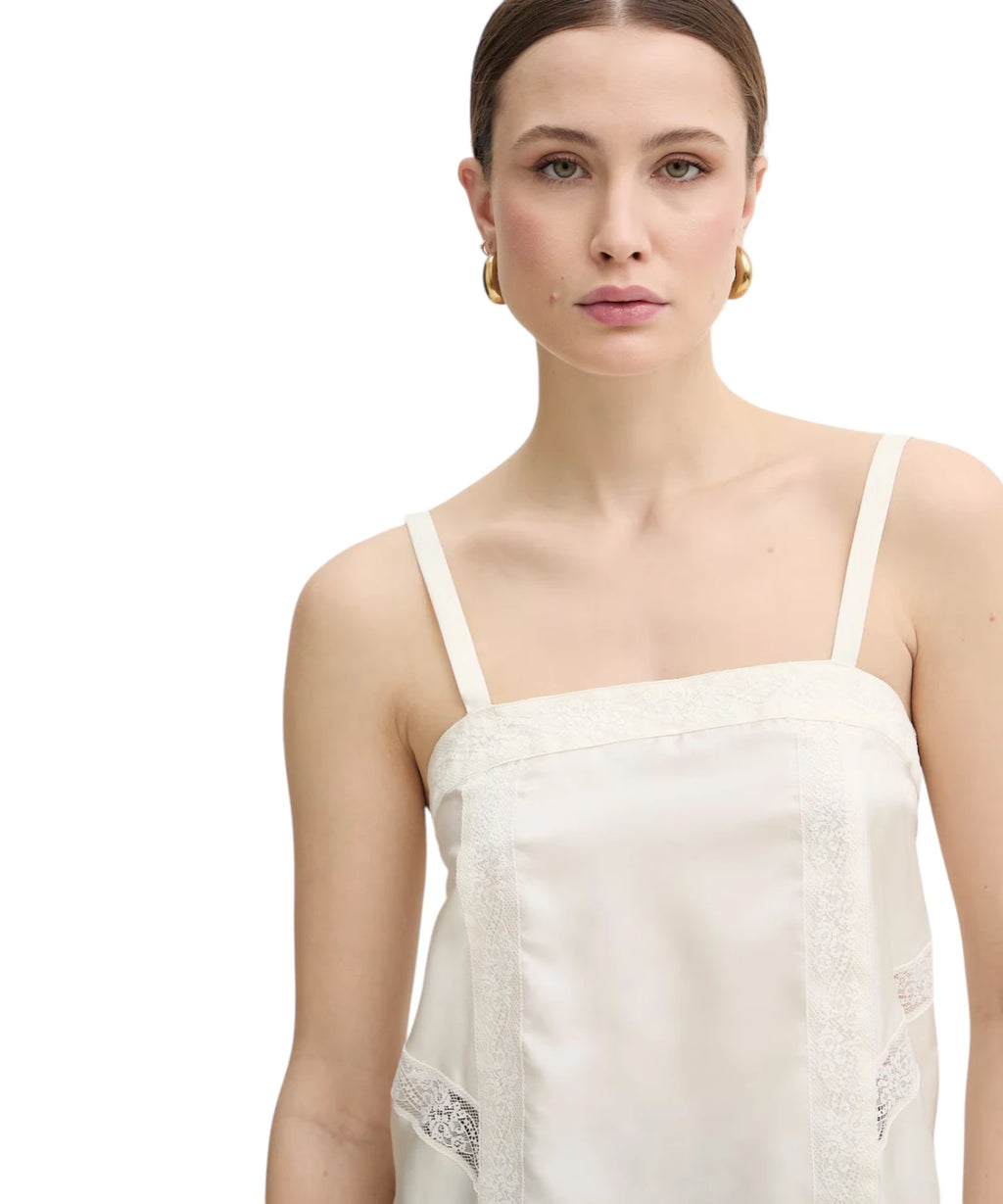 Top Marella VINO en soie avec inserts en dentelle