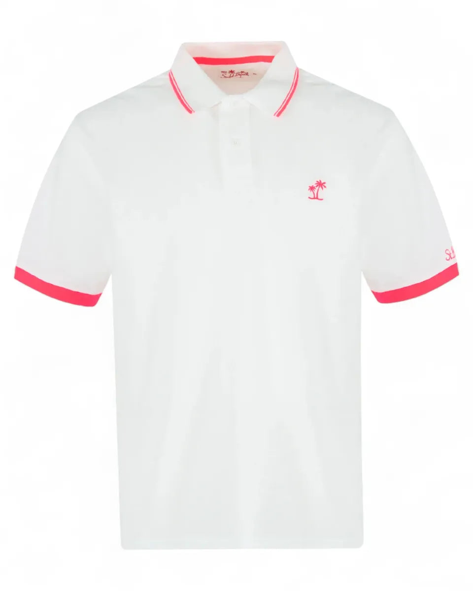 Polo in piquet bianco con ricamo di palme-Polo-Mc2 Saint Barth-Vittorio Citro Boutique