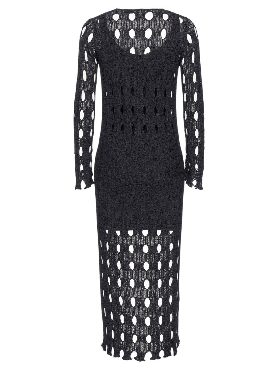 Abito Lungo Elegante in Maglia Traforata con Sottoveste-Pinko-Abiti-Vittorio Citro Boutique
