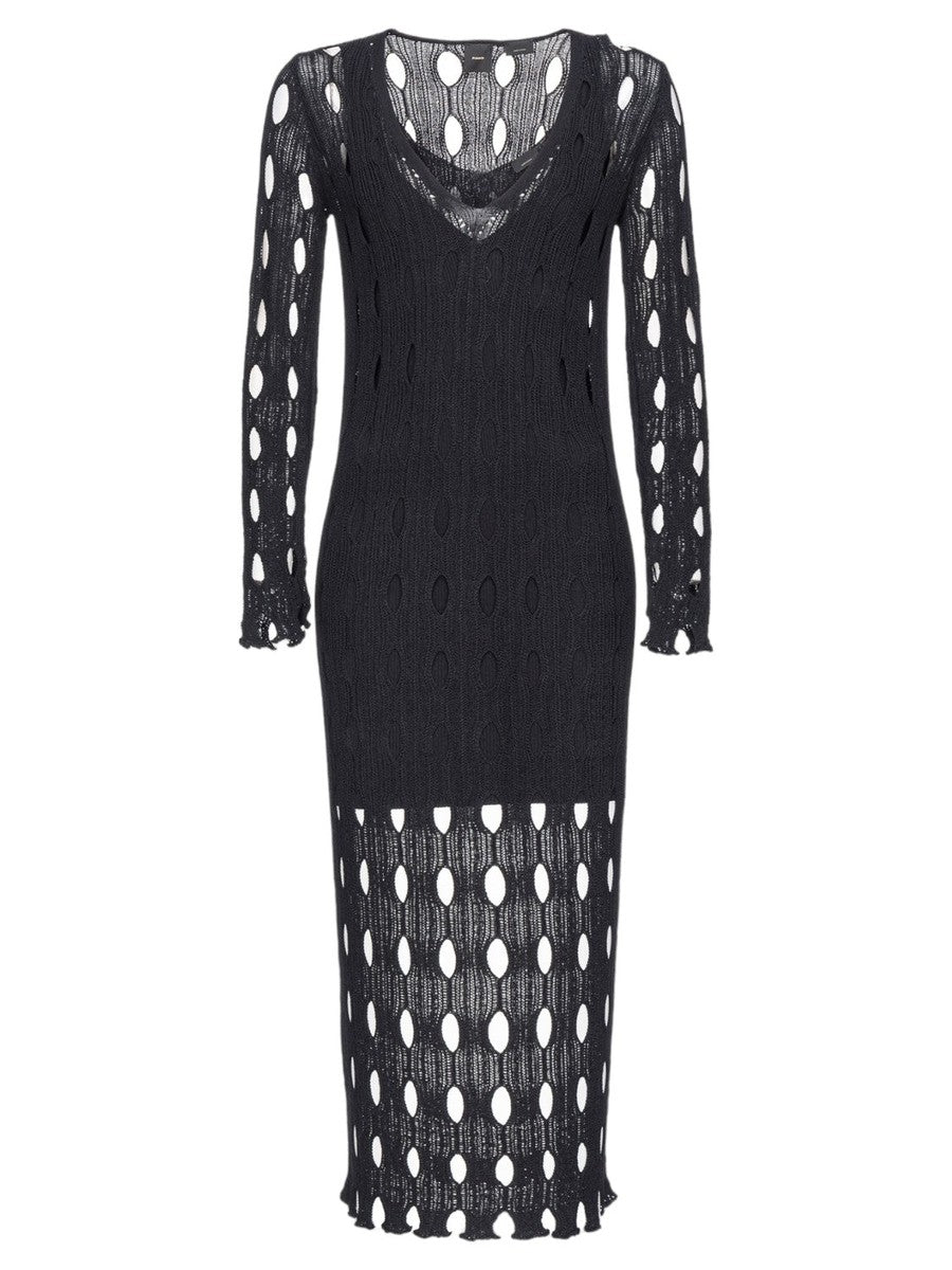 Abito Lungo Elegante in Maglia Traforata con Sottoveste-Pinko-Abiti-Vittorio Citro Boutique