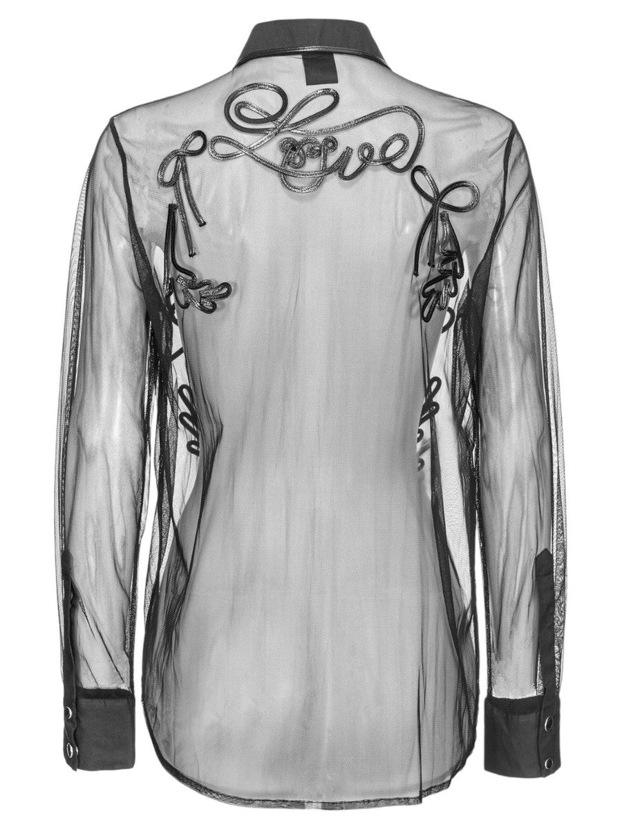 Camicia "Chips" Elegante in Tulle con Ricamo-Pinko-Camicie-Vittorio Citro Boutique