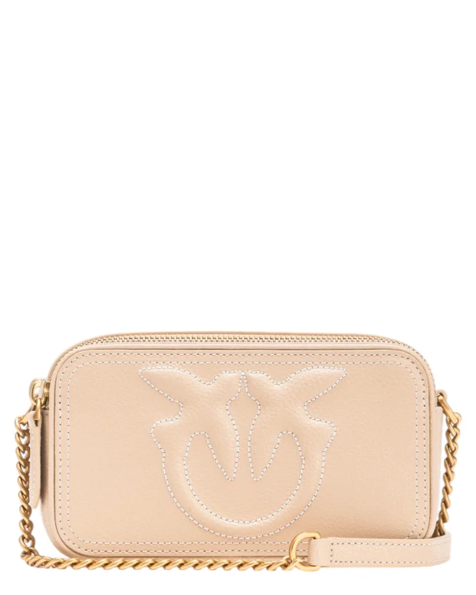 Borsa a Tracolla Piccola in Pelle con Logo Love Birds in Rilievo-Pinko-Pochette-Vittorio Citro Boutique