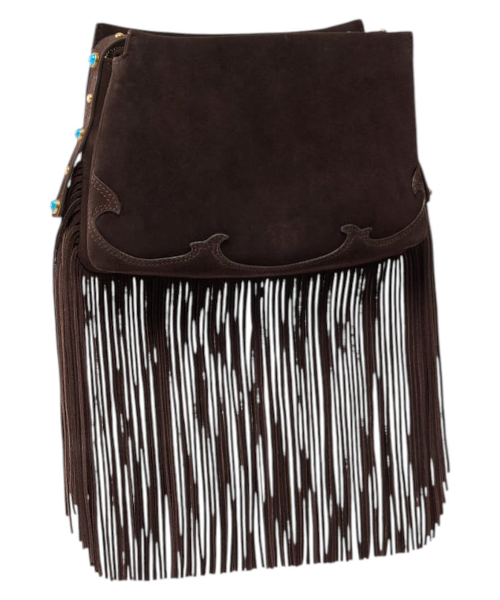 Sac Mini Triplet Pinko en Suède avec Franges