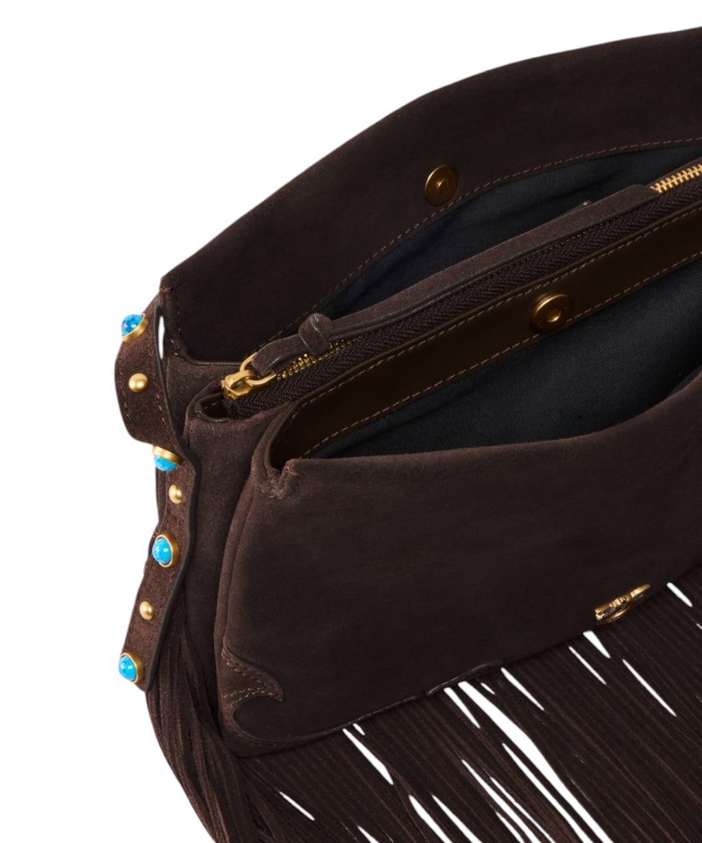 Sac Mini Triplet Pinko en Suède avec Franges
