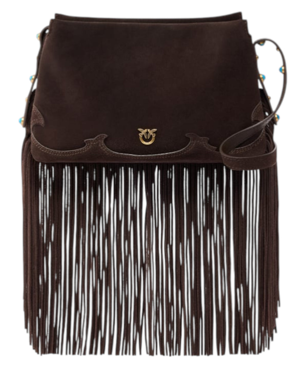 Sac Mini Triplet Pinko en Suède avec Franges