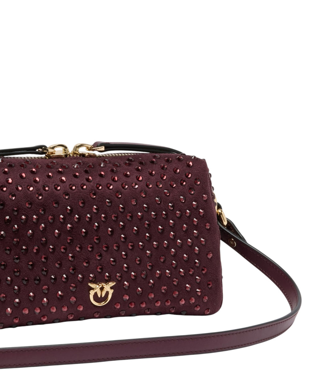 Borsa Bauletto Mini Pinko in Suede con Strass